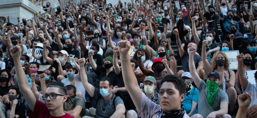 Black Lives Matter protestors at New York City Hall on June 23rd.