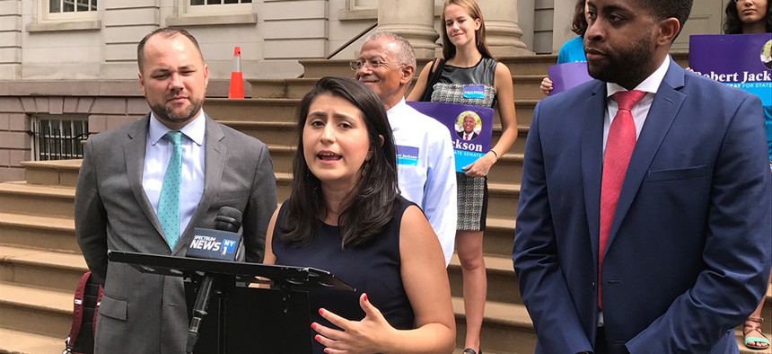 Corey Johnson endorsing Jessica Ramos and Zellnor Myrie