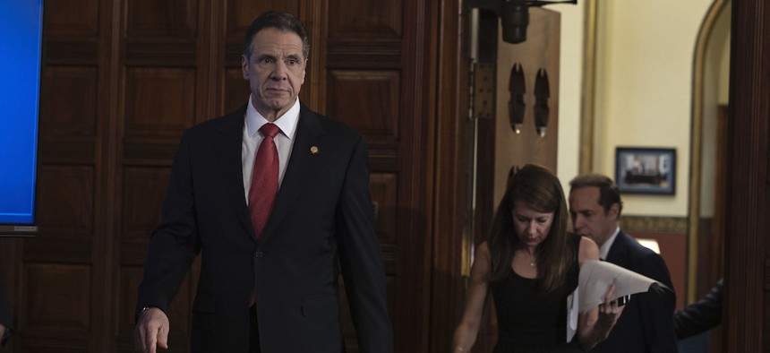 Governor Cuomo in Albany on April 2nd.