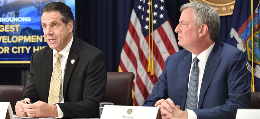 New York Gov. Andrew Cuomo and New York City Mayor Bill de Blasio.