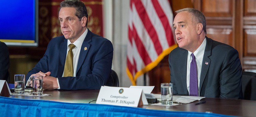 New York Governor Andrew Cuomo and Comptroller Thomas DiNapoli deliver an update on state revenues and taxes.