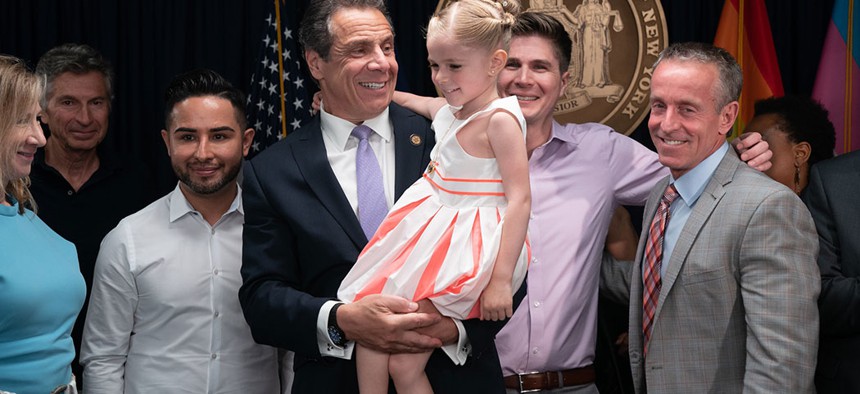 Governor Cuomo launching his campaign to legalize gestational surrogacy in May, 2019.