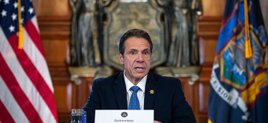 Governor Cuomo at a press conference on Medicaid on Feb. 24. 