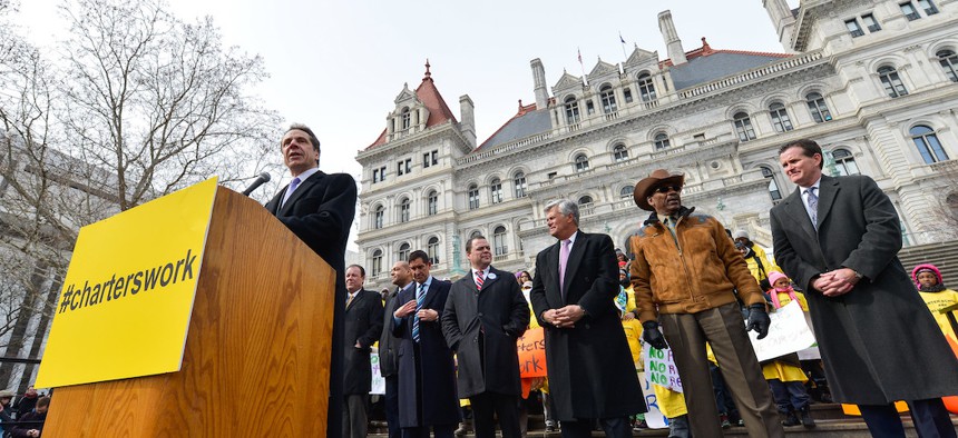 Governor Cuomo at a charter school rally in 2014.