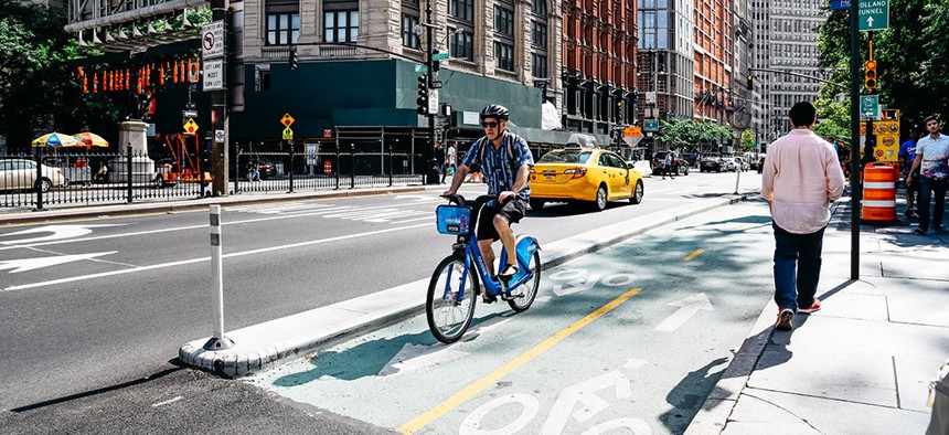 A New York City cyclist.