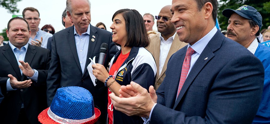 Incumbent District 11 Rep. Dan Donovan with his opponent, and former Rep., Michael Grimm and state Assembly member Nicole Malliotakis