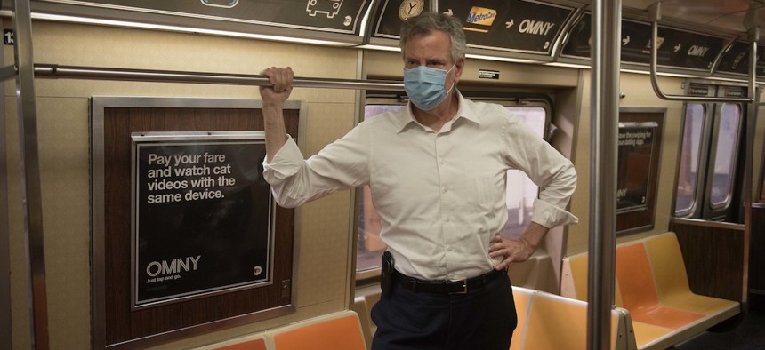Mayor Bill de Blasio takes the subway on June 23rd to celebrate phase two of reopening.