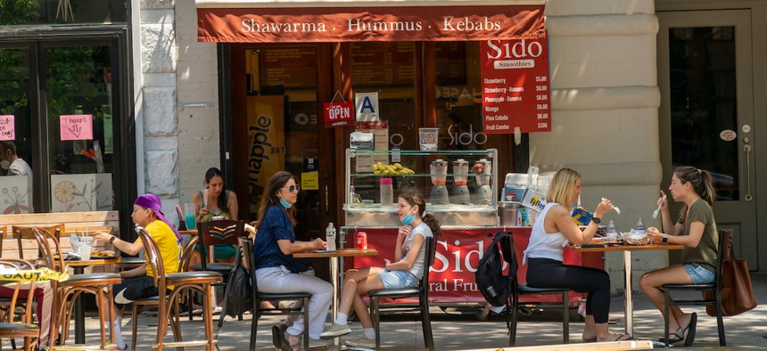 People dining out on the Upper West Side on June 22, 2020.