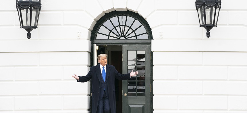 Donald Trump greets guests on the South Lawn of the White House on October 27th.