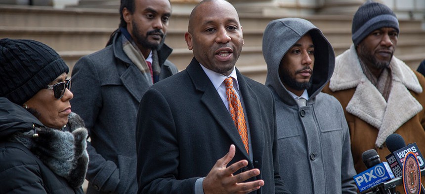 New York City Councilman Donovan Richards calls on the state to direct revenue from legalized marijuana to those harmed by its prohibition in March.