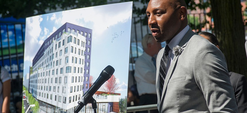 New York City Councilman Donovan Richards announces over 200 units of affordable housing - along with new retail and community space in Far Rockaway.