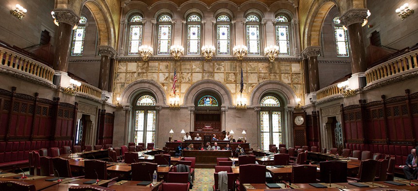 An empty New York State Senate 