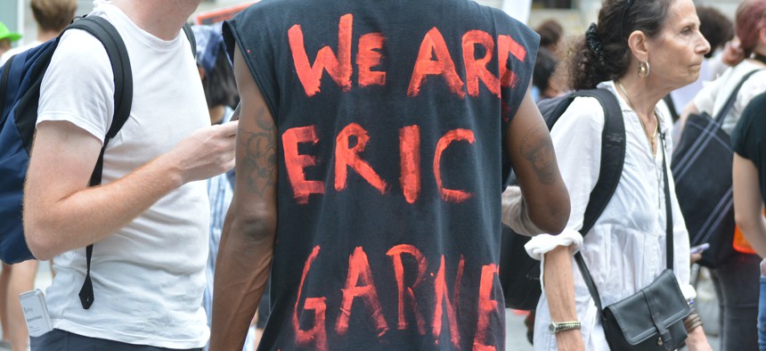Protestors on July 17, 2019 memorializing five years since the murder of Eric Garner.