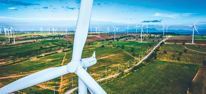 a close-up of a wind turbine