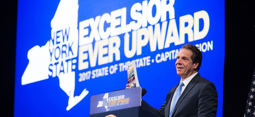 Gov. Andrew Cuomo discussing the Excelsior Scholarship in 2017.