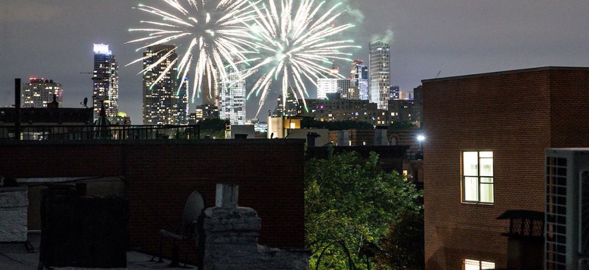Fireworks in Bedstuy, Brooklyn on June 19th.