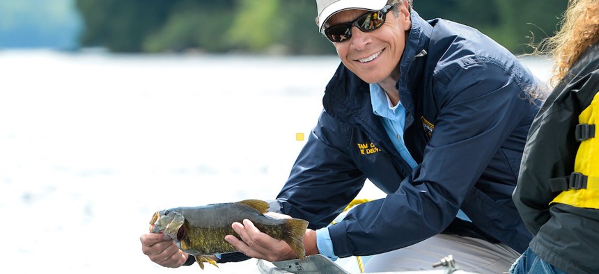 Governor Cuomo fishing in Franklin County in 2013.
