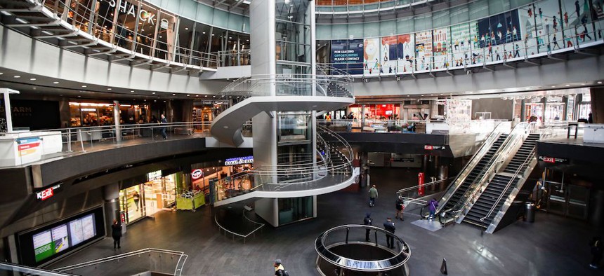 The normally bustling Fulton Center seen nearly empty on Monday, March 16th.