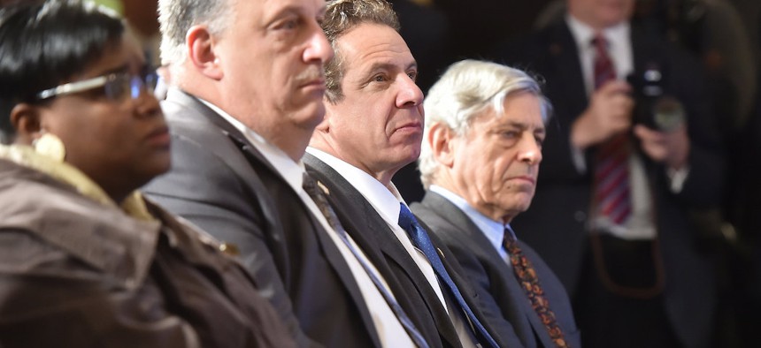 Gary LaBarbera, Building and Construction Trades Council of Greater New York President, to the left of Governor Cuomo in 2016.