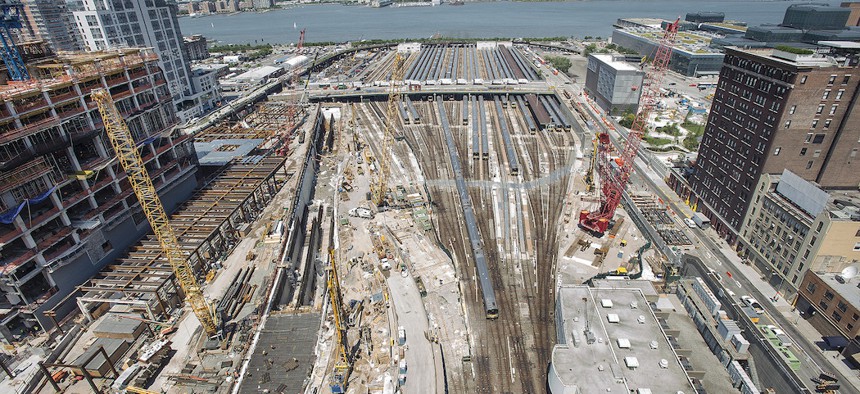 Construction at Hudson Yards in 2014 shows early signs of a trans-Hudson tunnel.