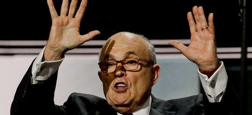 Former Mayor of New York City Rudy Giuliani addressing the Republican National Nominating Convention in 2016.