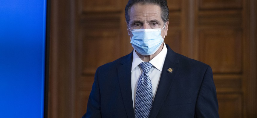 Governor Cuomo during a coronavirus update in Albany on October 6th.