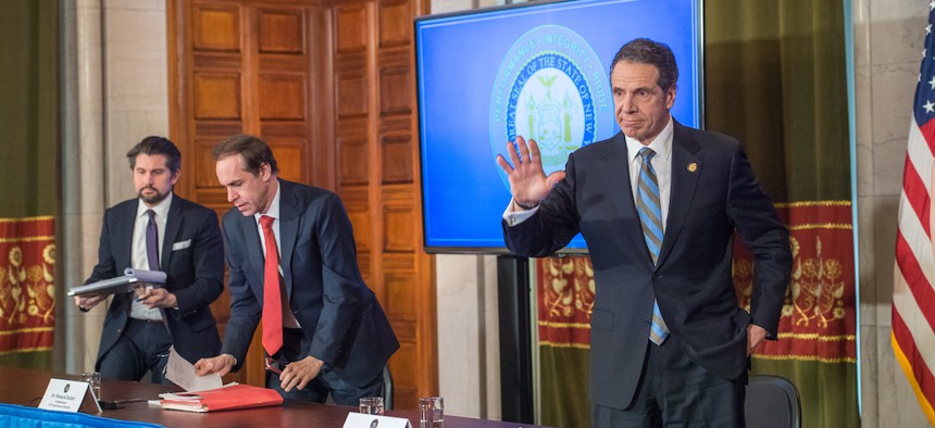 Governor Cuomo during the daily coronavirus briefing on April 16th.