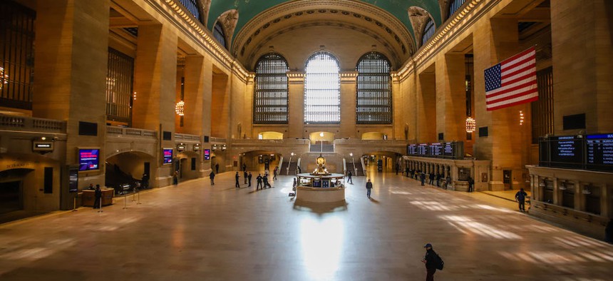 A nearly empty Grand Central during the middle of the day on Tuesday, March 24th.
