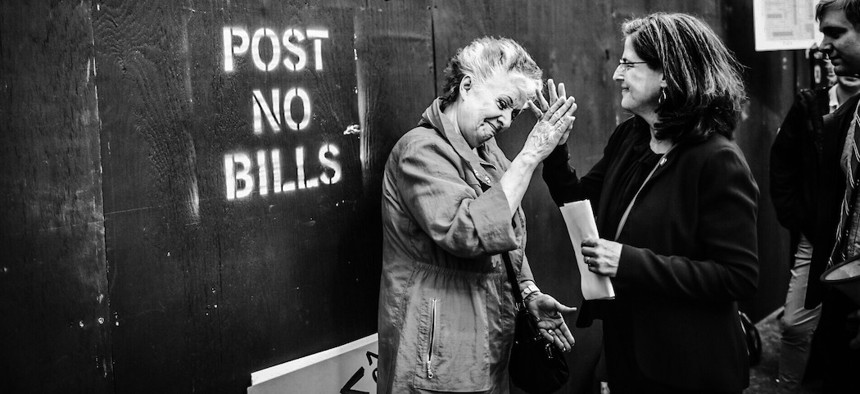 #1 New York City Council Member Helen Rosenthal gets a high-five from a constituent.