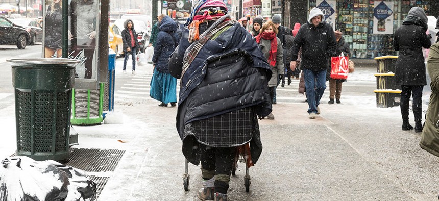 A person experiencing homelessness.