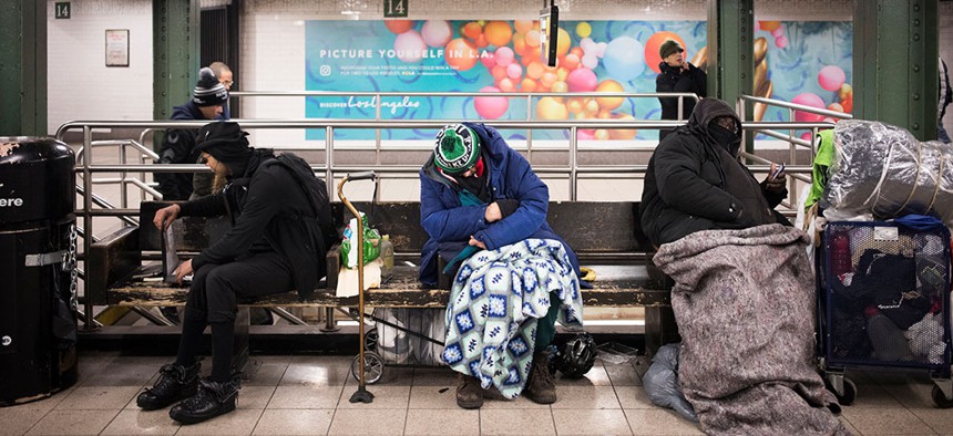 People experiencing homelessness in New York City.
