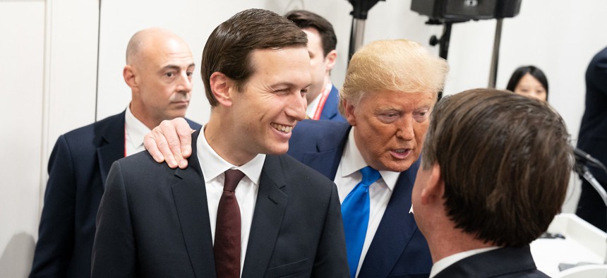 Jared Kushner and Donald Trump at the G20 Summit in June 2019.
