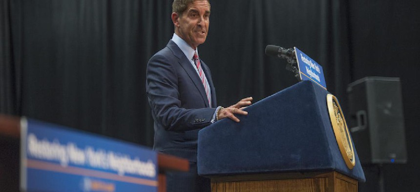 State Senator Jeff Klein speaking at a meeting with Gov. Andrew Cuomo