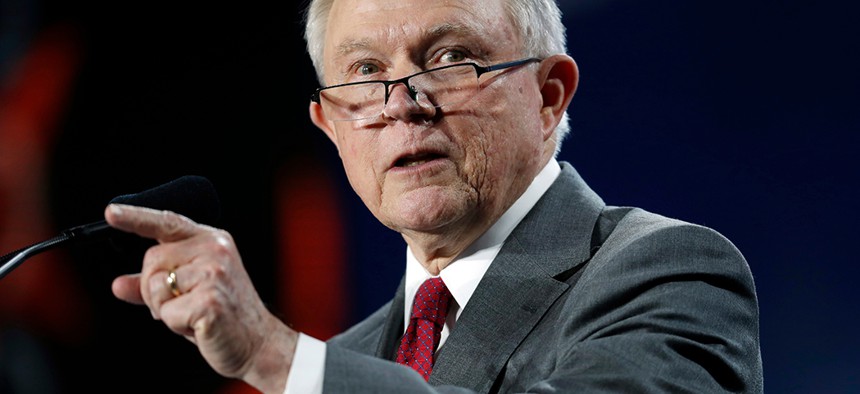 U.S. Attorney General Jeff Sessions delivers remarks at the Western Conservative Summit, in Denver on June 8.