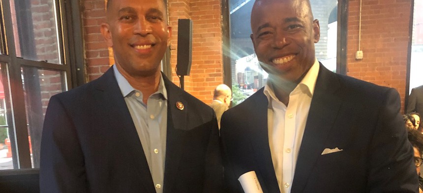 Rep. Hakeem Jeffries and Brooklyn Borough President Eric Adams at City & State's 2019 Brooklyn Power 100 event.