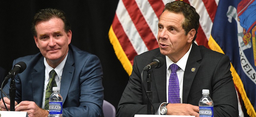 New York Governor Andrew Cuomo and Senate Majority Leader John Flanagan.