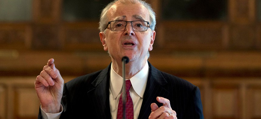 Former Chief Judge of New York State Jonathan Lippman delivers his State of the Judiciary address in Albany, 2015.