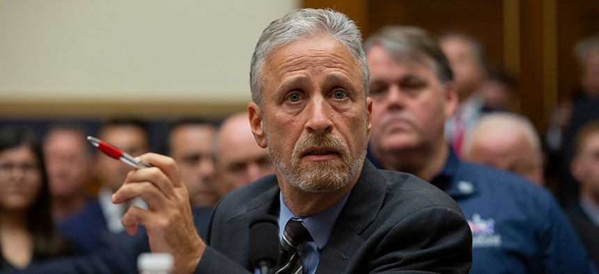 Jon Stewart advocates for 9/11 first responders on Capitol Hill, June 10.
