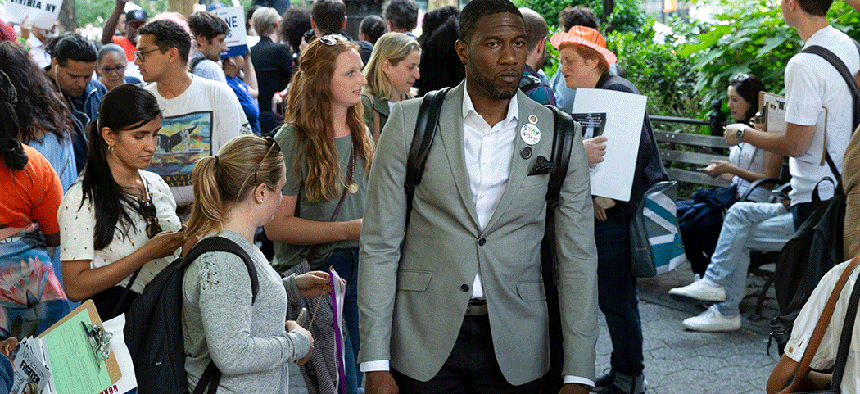 New York City Councilman Jumaane Williams, shown here campaigning for lieutenant governor, has built up plenty of name recognition.