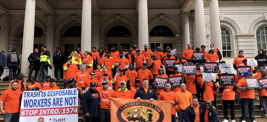 Laborers Local 108 rally outside of City Hall.