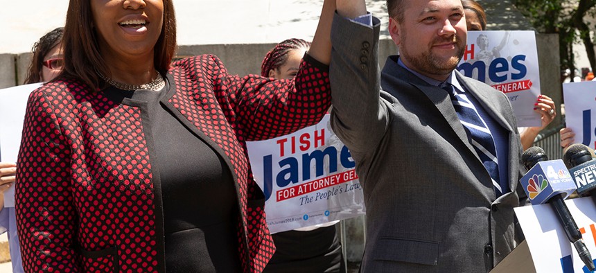 Letitia James and Corey Johnson