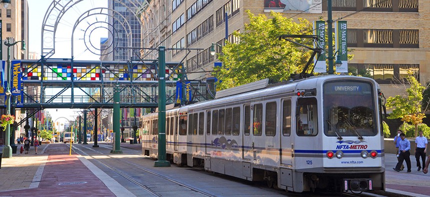 Metro Rail on Main Street in downtown Buffalo, NY.