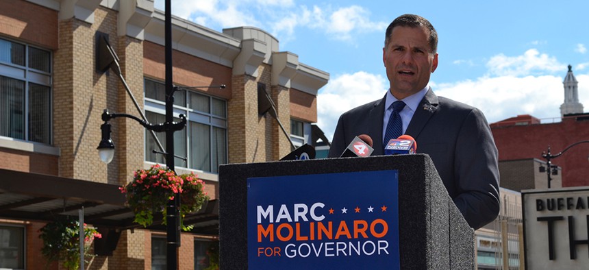 Marc Molinaro campaigns in Buffalo.