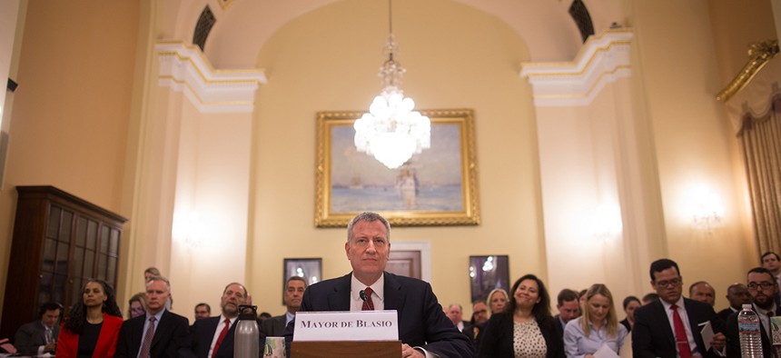 Mayor Bill de Blasio testifies before the House Homeland Security Emergency Preparedness Subcommittee in 2016. 