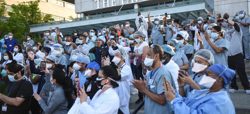 The medical staff at NYC Health + Hospitals/Queens in May 2020.