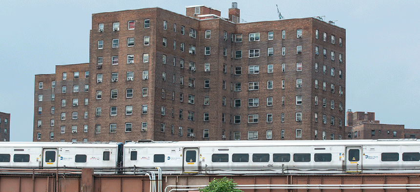 A Metro-North train in transit.