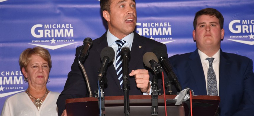 Michael Grimm making his concession speech.