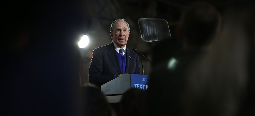 Bloomberg at a campaign rally in Tennessee days before dropping out of the presidential race.