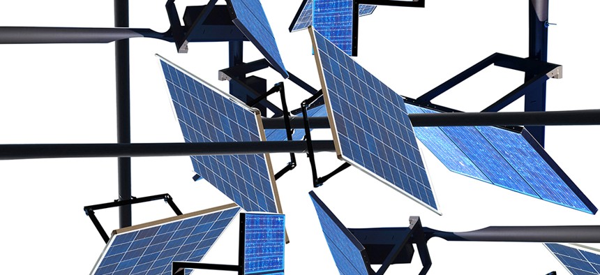 A bunch of solar panels collaged together