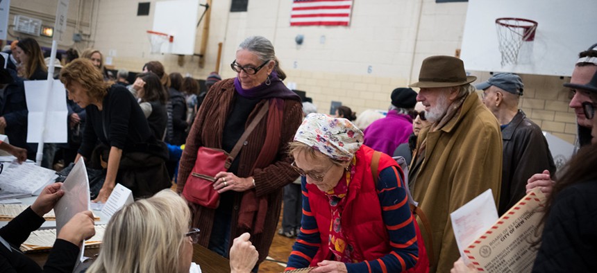 New Yorkers line up to cast their votes for President of the United States on Tuesday, November 8th, 2016